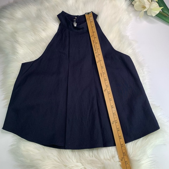 Revolve J.O.A Los Angeles Trapeze Halter Pleats Tank Linen cotton Blue Size SX - Picture 13 of 16